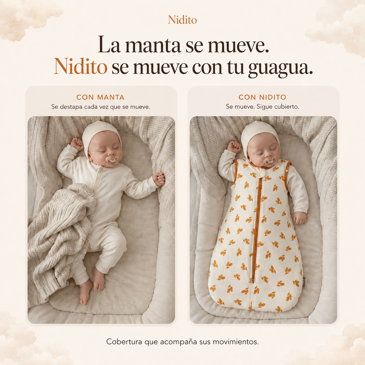 Nidito™ | Saco de Dormir para Bebé con Cremallera Doble
